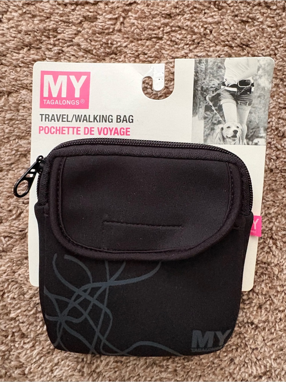 MY Tagalongs Travel/Walking Bag in Black with Gray Detail
